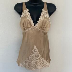 VTG Jonquil by Diane Samandi Womens Size Medium Silk Lace Tank Top Cami Lingerie